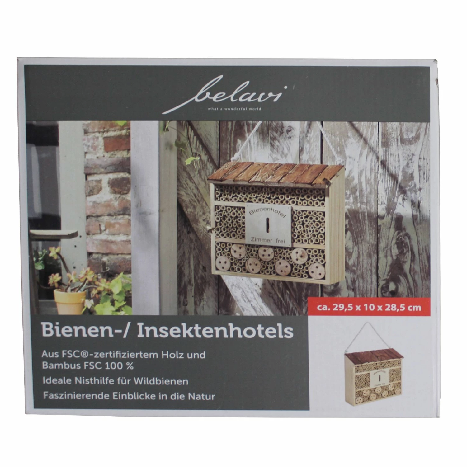 Insektenhotel 'Borke', Natur, Holz, Bambus, 29 X 10,5 X 31,5 Cm, 2,17 Kg – Bild 2