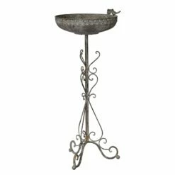 Vogeltränke, Schale Auf Fuß, Eisen, 30 X 33 X 75 Cm, Graubraun