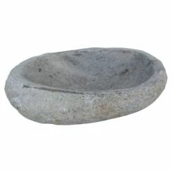 Vogeltränke 'Fluss-Stein', Grau, Naturstein, 6 X 20 X 20 Cm