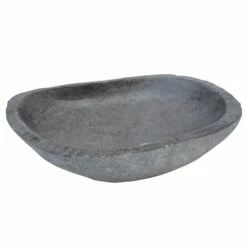 Vogeltränke 'Fluss-Stein', Grau, Naturstein, 8 X 30 X 25 Cm