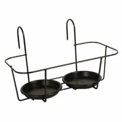 Haken-Blumentopfhalter, Metall, Schwarz, 34 X 18 Cm, Für Zwei Töpfe