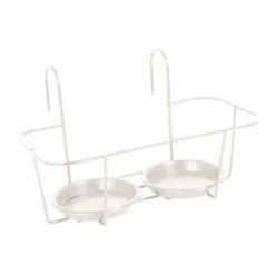 Haken-Blumentopfhalter, Metall, Weiß, 34 X 18 Cm, Für Zwei Töpfe