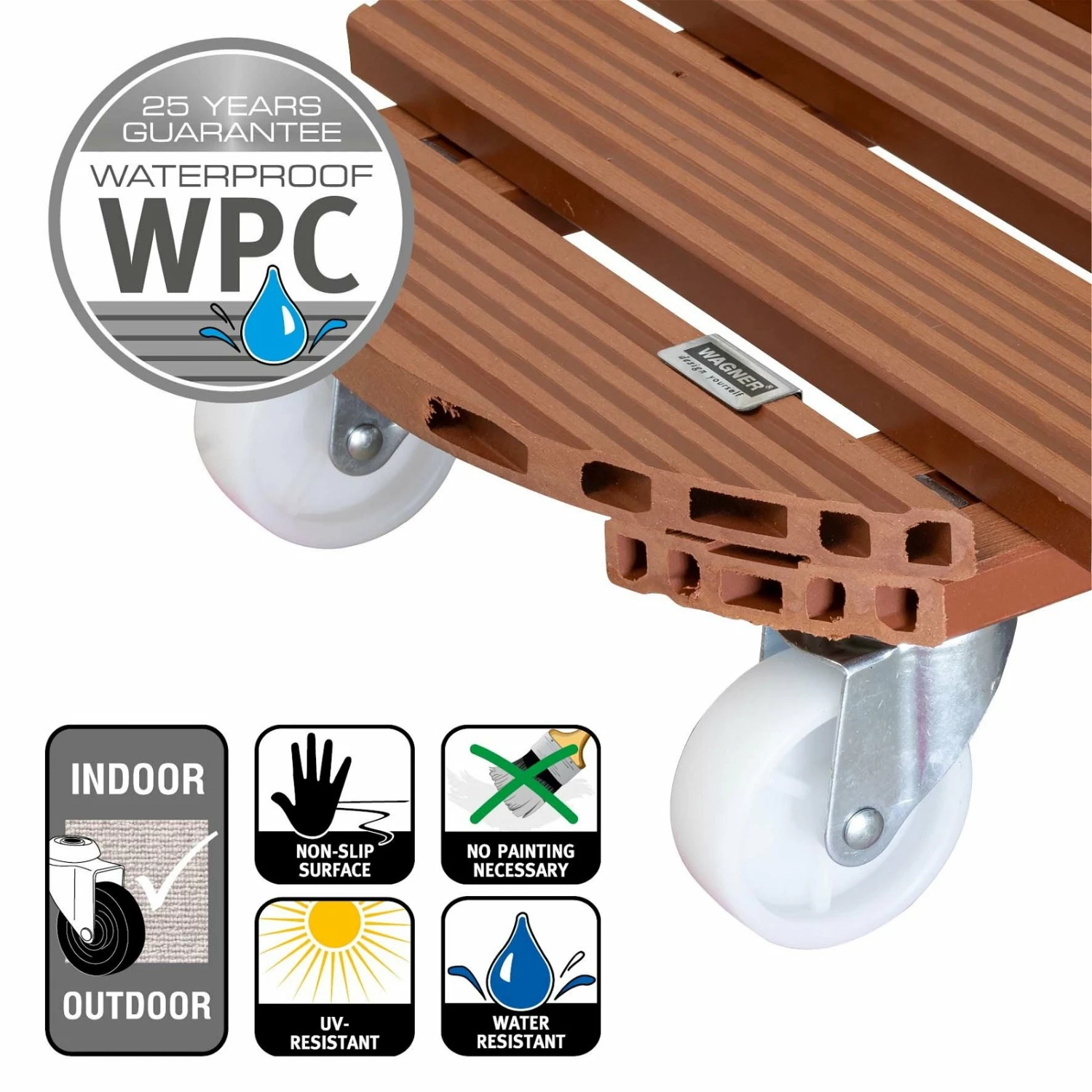 Multi Roller WPC, 150 Kg Tragkraft, Ca. 39 X 39 X 11 Cm – Bild 3