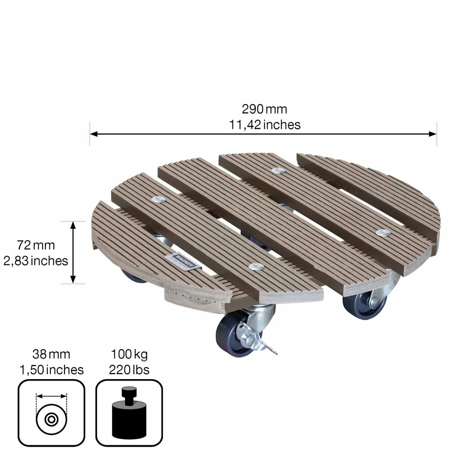Multi Roller WPC, Tragkraft 100 Kg, Taupe, Ca. 7 X 29 X 29 Cm – Bild 6