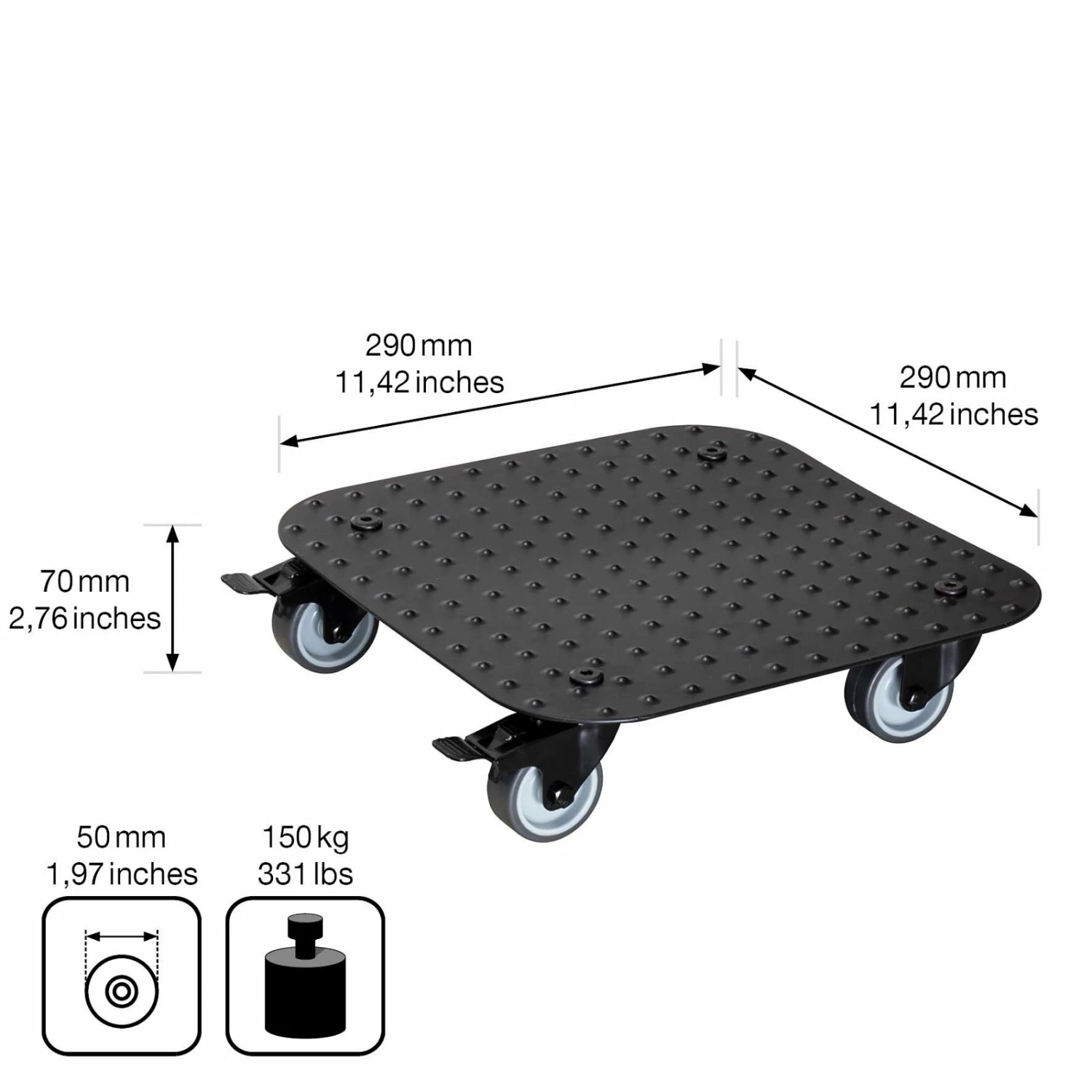 Pflanzenroller 'Alaska', Tragkraft 150 Kg, Anthrazit, Alu, 7 X 29 X 29 Cm – Bild 6
