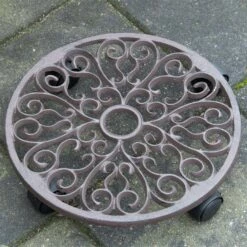 Pflanzenroller L, Braun, Gusseisen, 34,5 X 34,5 X 6,4 Cm