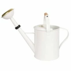 Zinkgießkanne Mit Holzgriff & Messingbrause, Weiß