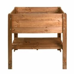 Hochbeet Mit Ablage, Dunkelbraun, 80,5 X 78,5 X 40 Cm