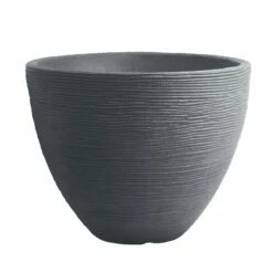Pflanzgefäß "Lara" Grau, Rillenoptik, Ø 40 Cm, Höhe 31 Cm, Füllvol. 26 L