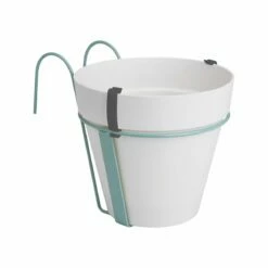 Elho Pflanzgefäß Loft Urban Balcony Potholder Weiß, Ø 18x H 19,5 Cm, Erdvol. 3 L
