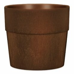 Pflanzgefäß 'Groove' Mit Reservoir, Rund, Walnut, Dunkelbraun, Kunststoff