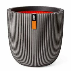 Pflanzgefäß 'Groove', Anthrazit, Ø 35 X H 34 Cm