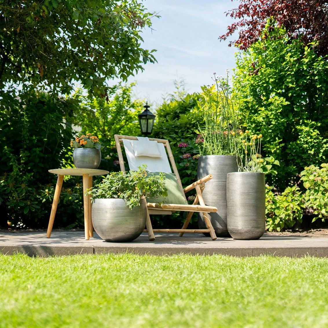 Pflanzgefäß 'Rowen', Silber, Ø 41 X H 72 Cm – Bild 9