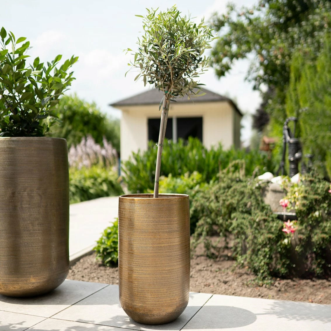 Pflanzgefäß 'Rowen', Gold, Ø 31 X H 55 Cm – Bild 6