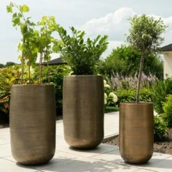 Pflanzgefäß 'Rowen', Gold, Ø 38 X H 62 Cm