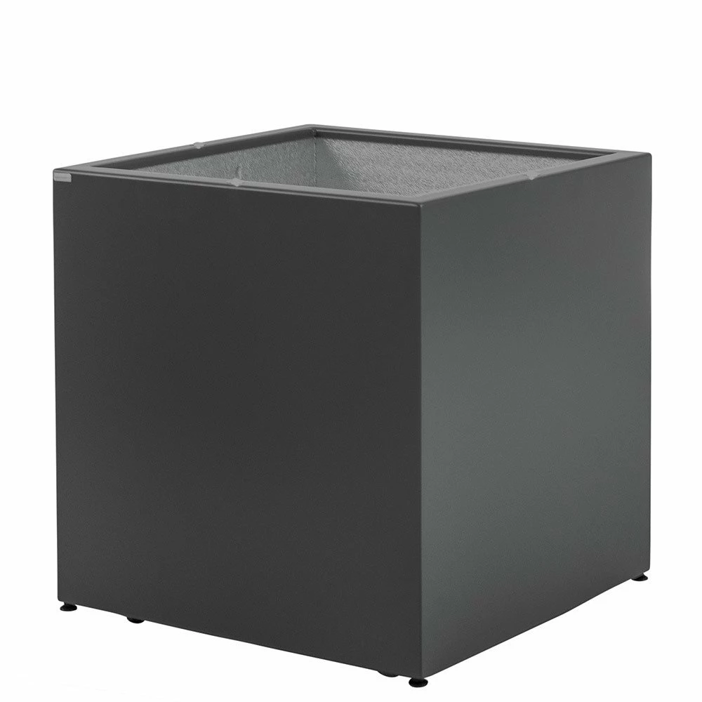 Gartensilber Pflanztrog Kubus Mit Rollen, Anthrazit