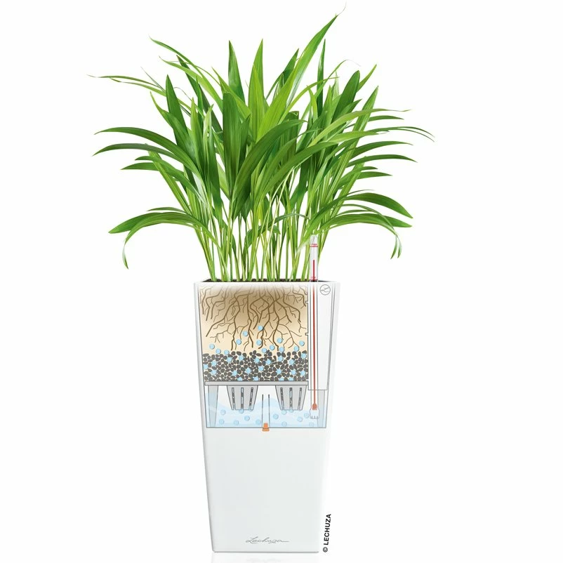 LECHUZA Cubico Premium 30, Weiß Hochglanz, All-in-One-Set , 30x30, H:56 Cm – Bild 2