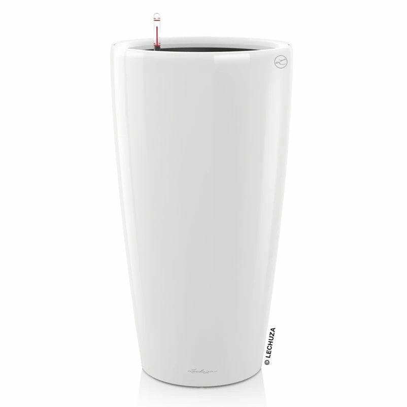 LECHUZA Rondo Premium, All-in-One-Set, Weiß Hochglanz, Ø 33 Cm, H:56 Cm – Bild 2