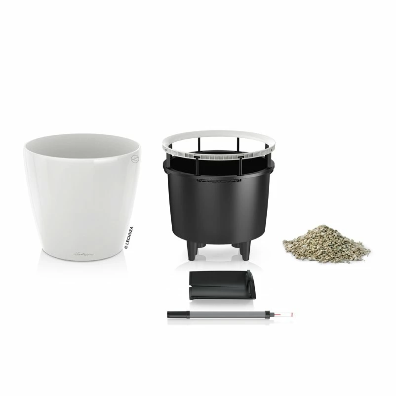 LECHUZA Classico Premium LS, All-in-One-Set, Weiß Hochglanz, Ø 21 Cm, H:20 Cm – Bild 2